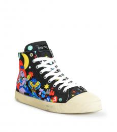 Just Cavalli Multicolor Canvas High Top Sneakers