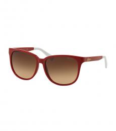 Red Brown Gradient Square Sunglasses