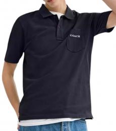 Coach Navy Blue Logo Pocket Polo