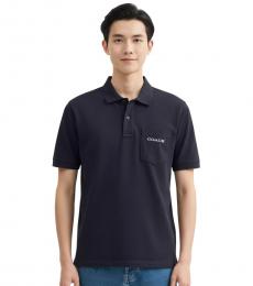 Coach Navy Blue Logo Pocket Polo