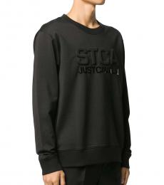 Black Crew-Neck Embossed Sweatshirt