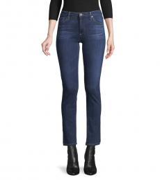 AG Adriano Goldschmied Blue Buttoned Mid-Rise Jeans