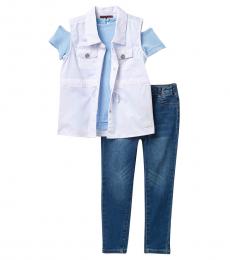 7 For All Mankind 3 Piece Vest/Top/Jeans Set (Little Girls)
