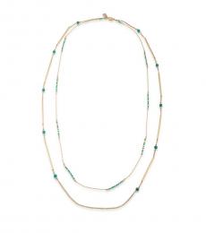 Gold Turquoise Beaded Long Illusion Necklace