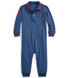 Ralph Lauren Baby Boys Federal Blue Mesh Coverall