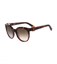 Salvatore Ferragamo Havana Gradient Round Sunglasses