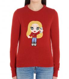 Chiara Ferragni Red Cf Mascotte Cashmere Weater