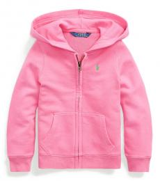 Ralph Lauren Little Girls Baja Pink Cotton-Blend-Terry Hoodie