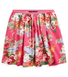 Ralph Lauren Girls Pink Floral Sateen Skirt