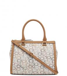 Calvin Klein Almond Milk Mercy Signature Medium Satchel