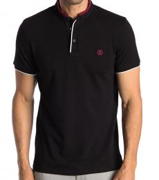 Roberto Cavalli Black Contrast Band Collar Polo