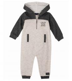Calvin Klein Baby Boys Grey Marled Hooded Coverall