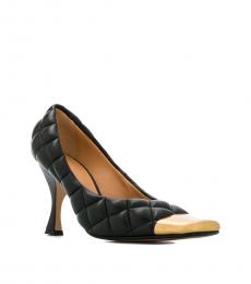 Bottega Veneta Black Gold Leather Heels