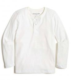 Boys White Jersey Henley T-Shirt
