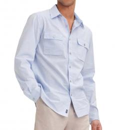 DKNY Blue Textured Sold Shirt