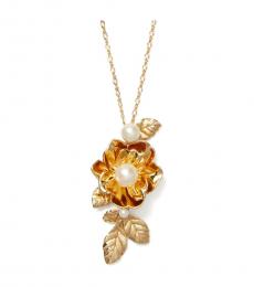 Golden Lavish Blooms Pendant Necklace