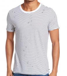 AG Adriano Goldschmied White Julian Stripe Raw T-Shirt
