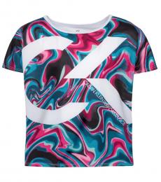 Calvin Klein Girls Multicolor Marbled Print T-Shirt