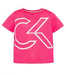 Girls Neon Pink Oversized Logo T-shirt