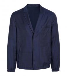 Emporio Armani Dark Blue Wool Solid Blazer