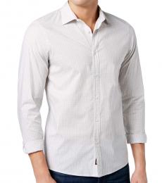 Light Grey Slim-Fit Trim Stretch Gingham Shirt