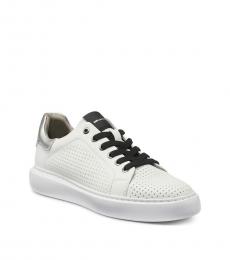 Karl Lagerfeld White Perforated Leather Sneakers