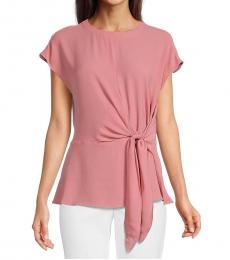 Michael Kors Light Pink Crew Neck Self Tie Top