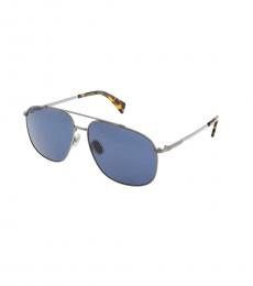 Lanvin Silver Blue Pilot Sunglasses