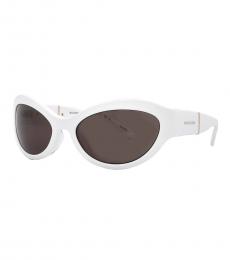 Michael Kors White Burano Brown Oval Sunglasses