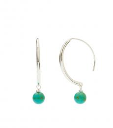 Lucky Brand Silver Green Swirl Beaded Earrings