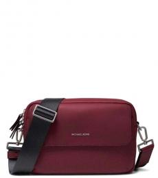 Michael Kors Maroon Hudson Medium Crossbody Bag