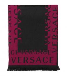Versace Magenta-Black Colorblock Signature Scarf