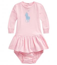 Ralph Lauren Baby Girls Carmel Pink Big Pony Dress