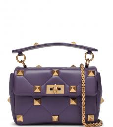 Valentino Garavani Purple Roman Stud Mini Satchel