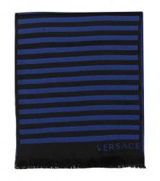 Versace Blue Black Paisley Pattern Scarf