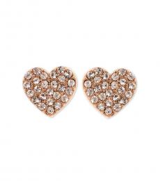 DKNY Rose Gold Pave Heart Stud Earrings