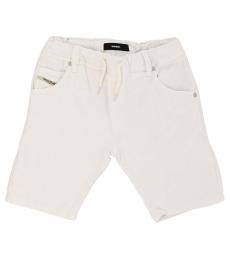Boys White Stretch Denim Shorts
