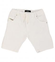 Diesel Boys White Stretch Denim Shorts