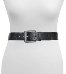 Michael Kors Black Embossed Logo Stretch Belt