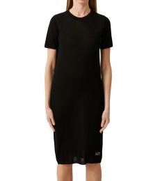 Cavalli Class Black Crewneck Short Sleeves Dress