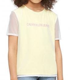 Calvin Klein Girls Lemon Tonic Mesh 2 Layer T-Shirt