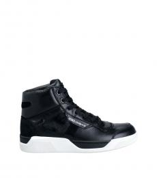 Dolce & Gabbana Black Leather High Top Sneakers