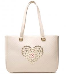 White Heart-Applique Large Tote