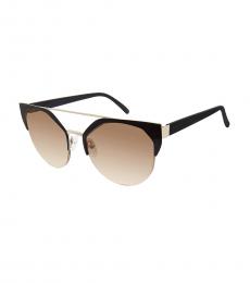 Black Geometric Round Sunglasses