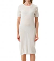 Cavalli Class White Crewneck Short Sleeves Dress