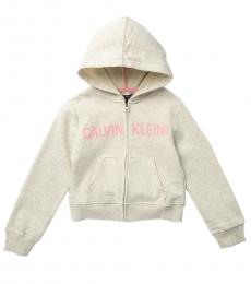 Calvin Klein Girls Oatmeal Zip Hoodie