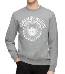 Calvin Klein Heather Grey Logo Cotton-Blend Sweatshirt