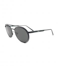 Salvatore Ferragamo Matte Black Oval Sunglasses