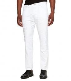 AG Adriano Goldschmied White Apex Distressed Tapered Jeans