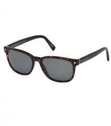 Ermenegildo Zegna Dark Havana-Green Square Modish Sunglasses